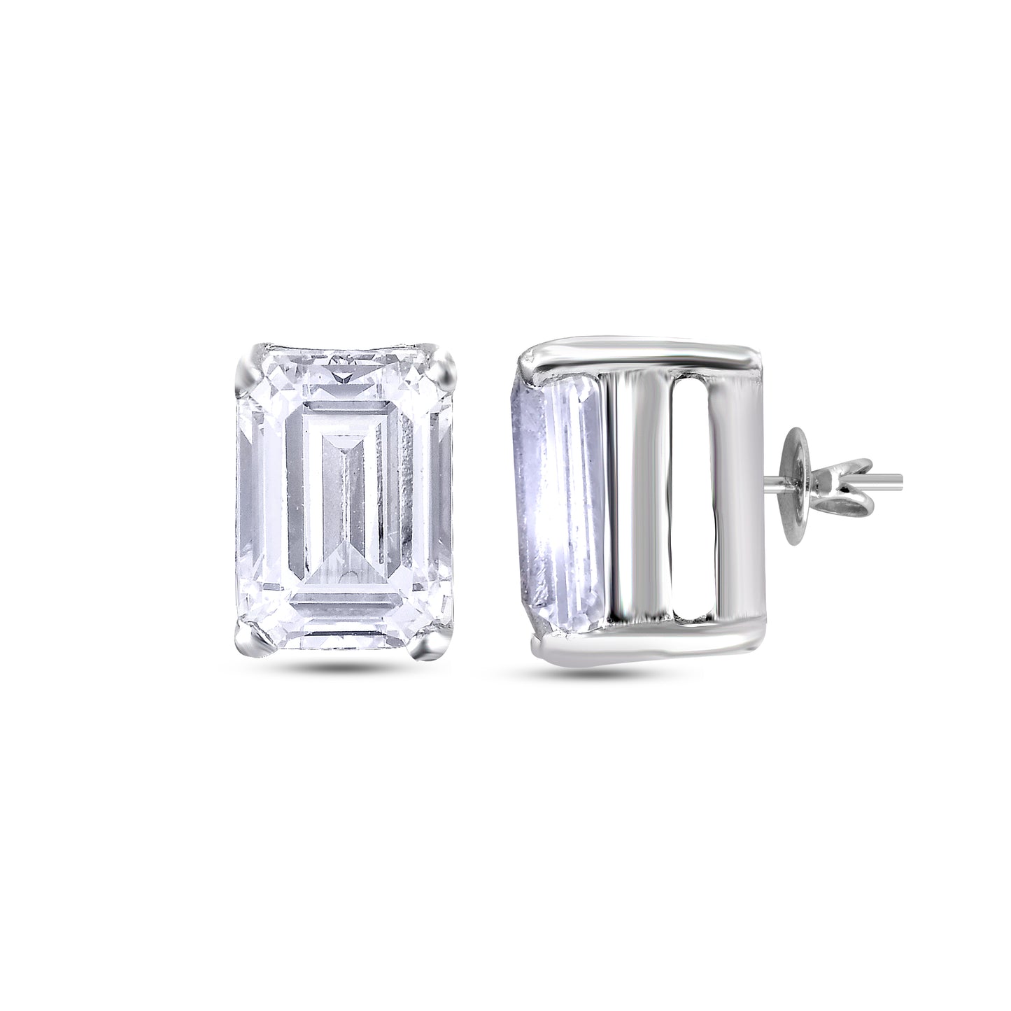 2 Ct Emerald Cut Stud Earring