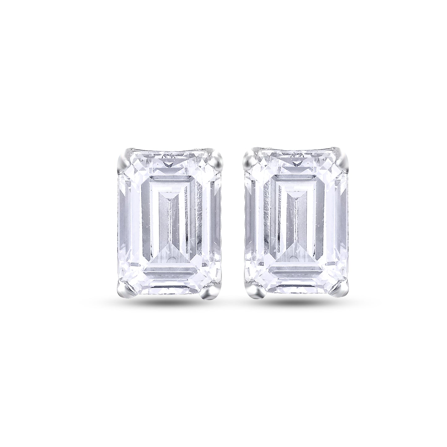 2 Ct Emerald Cut Stud Earring