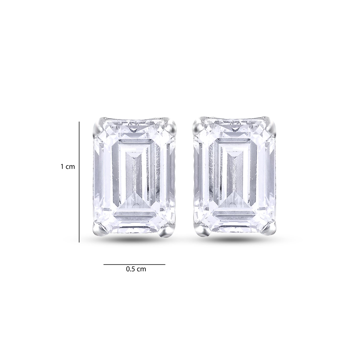 2 Ct Emerald Cut Stud Earring