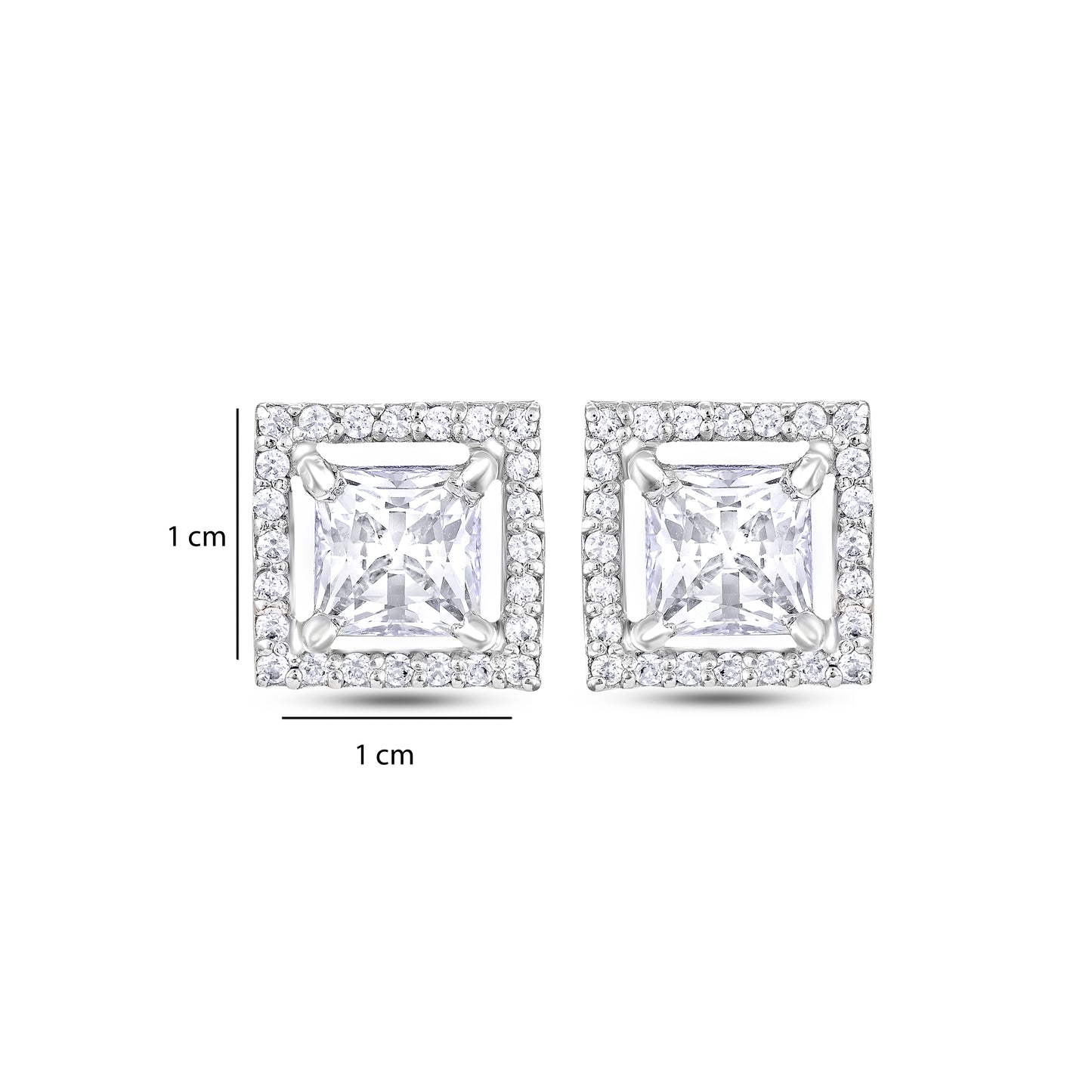 Halo Princess Cut Stud Earring