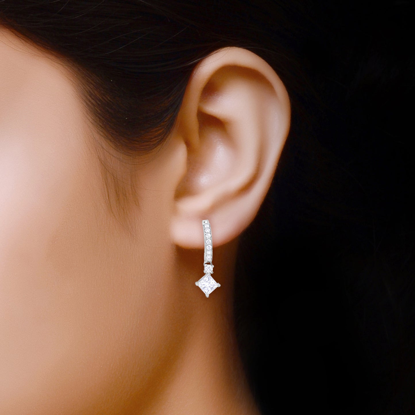 Princess Cut Bali Earring
