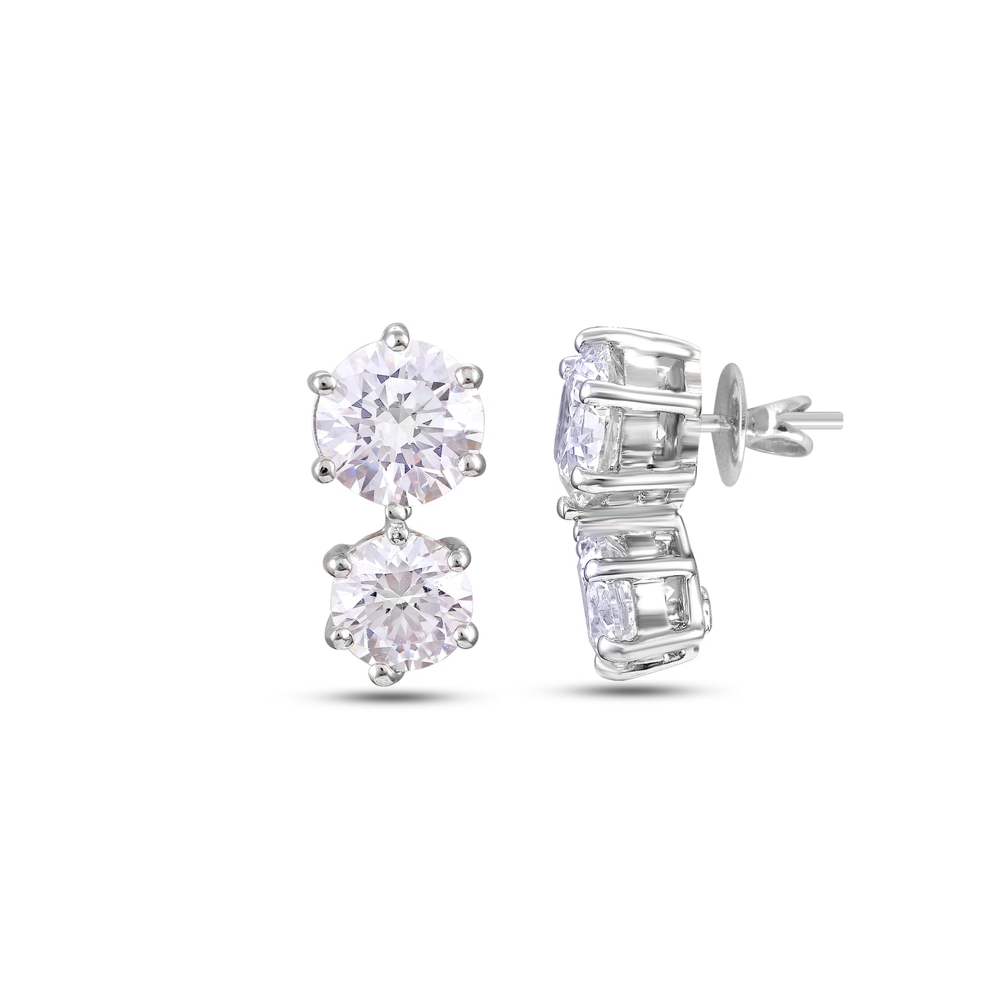 Duo Solitaire Stud Earring