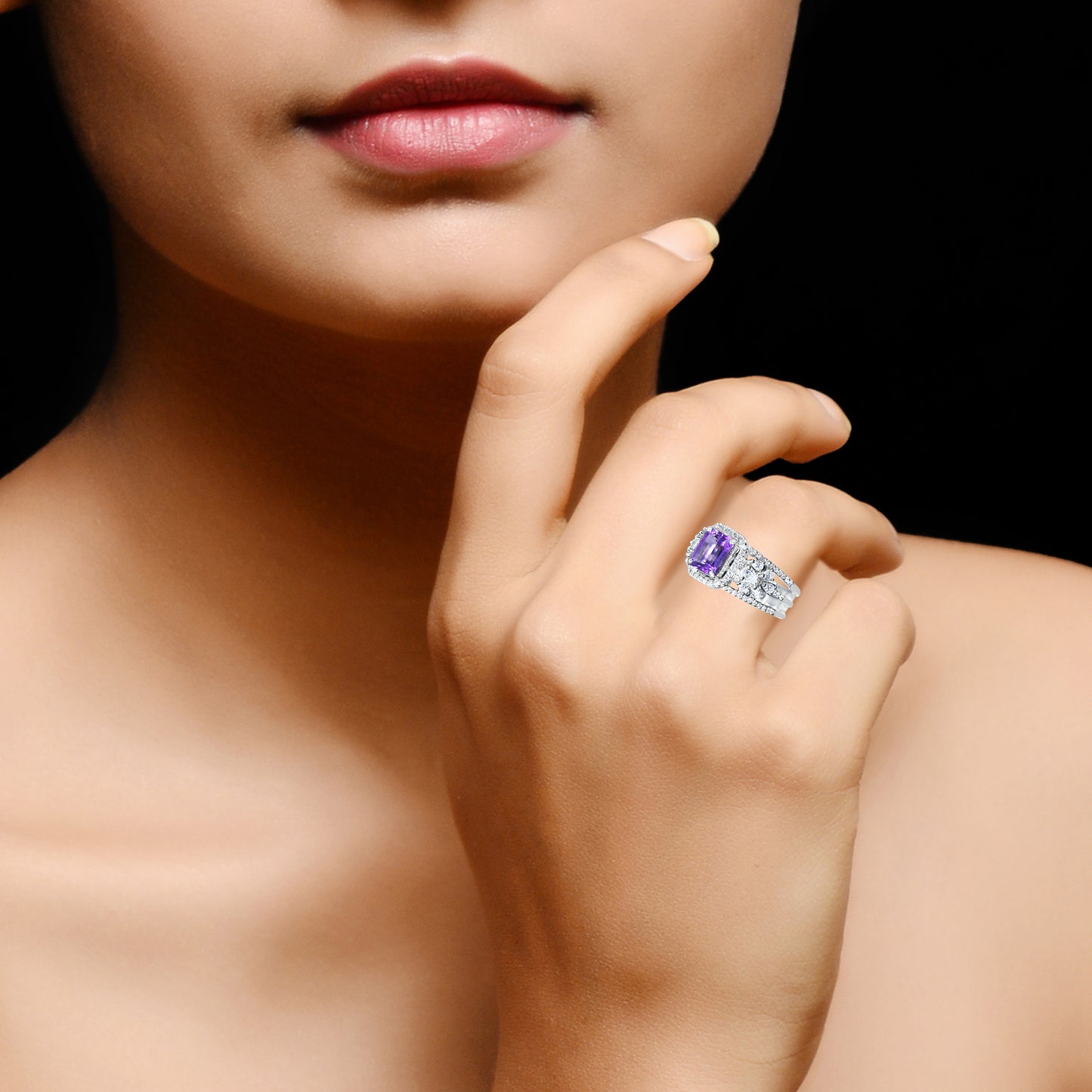 Gleaming Amethyst Jewel Ring